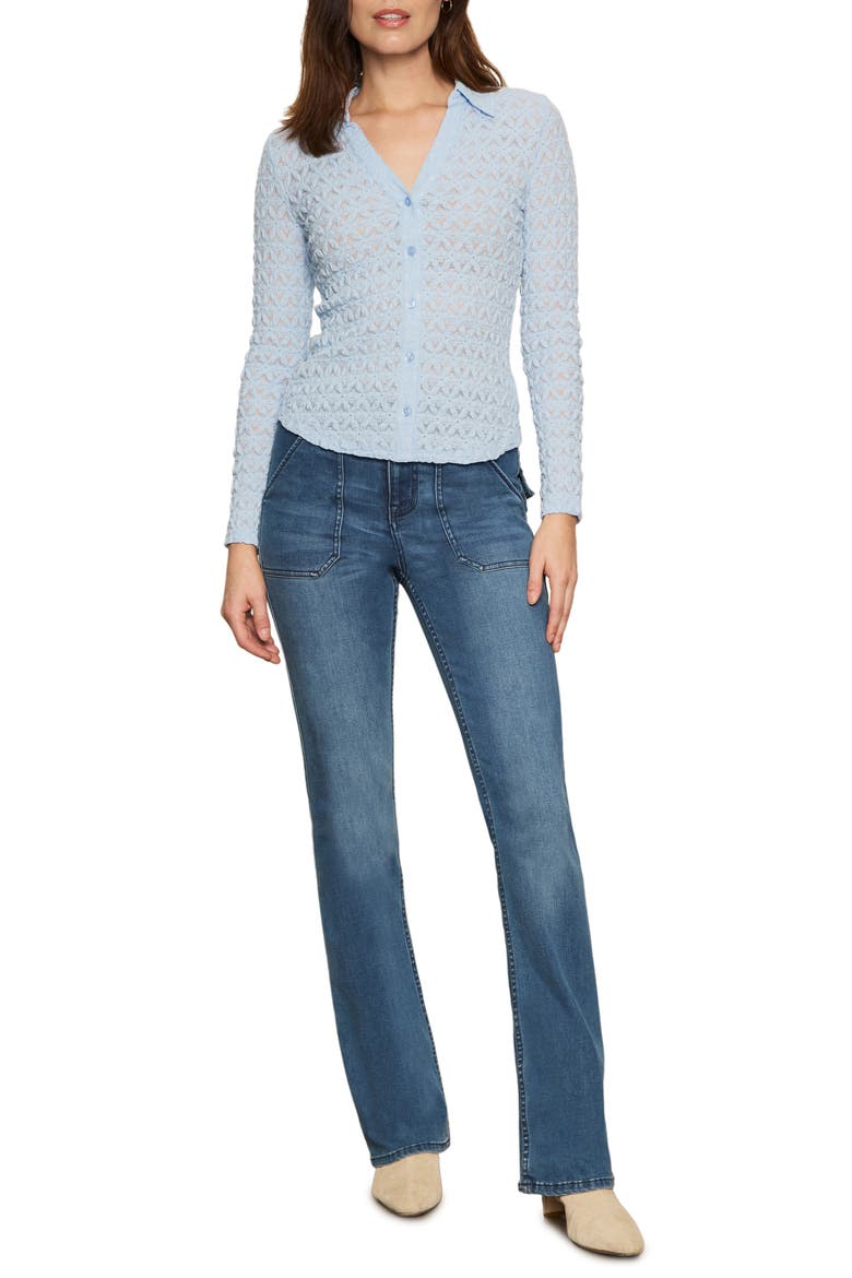 Dreamgirl Lace Button-Up Shirt, Alternate, color, BLUE POWDER