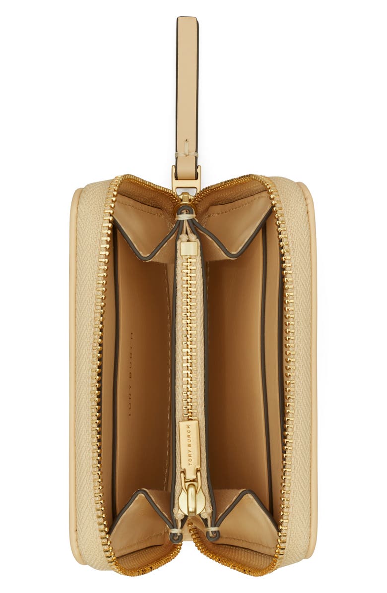 Tory Burch Small Kira Pavé Logo Diamond Quilted Leather Zip Wallet, Alternate, color, 