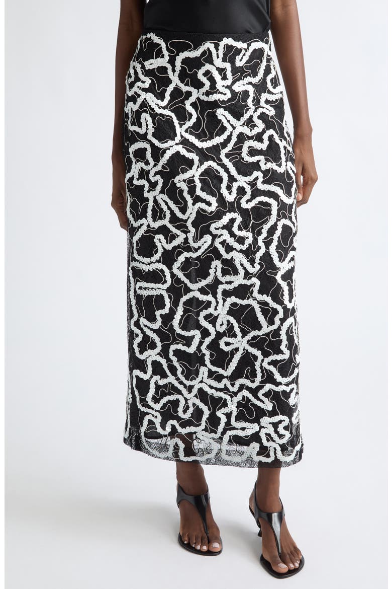 Maite Sequin Embellished Lace Skirt, Main, color, WHITE MULTI