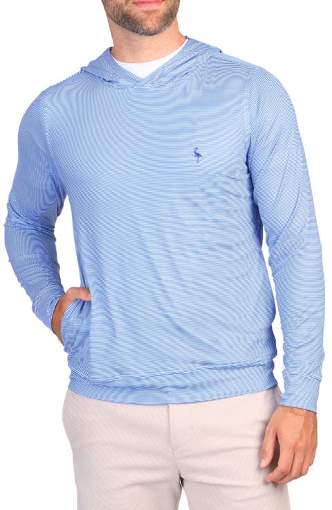 Micro Stripe Print Performance Hooded Pullover