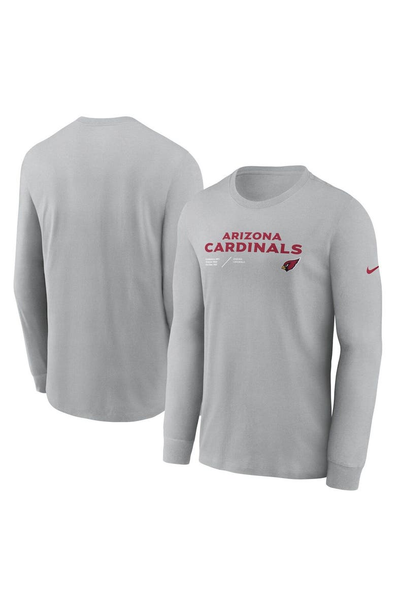 Nike Men's Nike Gray Arizona Cardinals Sideline Infograph Lock Up Performance Long Sleeve T-Shirt, Main, color, Gray