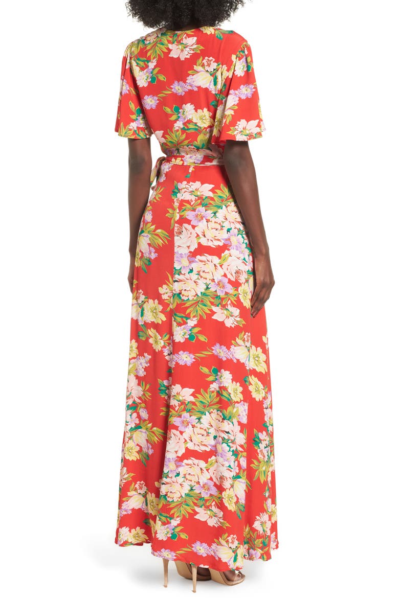 Plaza Wrap Maxi Dress, Alternate, color, RED