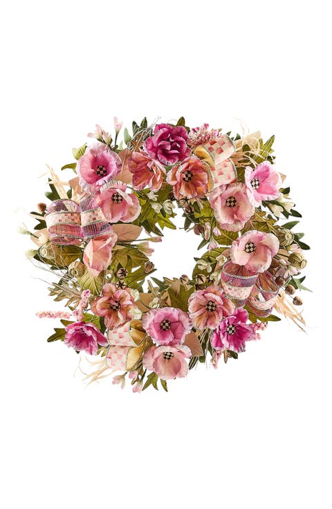 Rosy Poppy 22-Inch Wreath