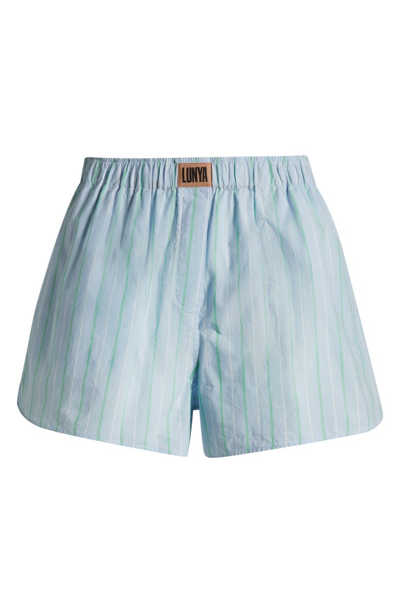 Lunya Airy Cotton Boxer Pajama Shorts, Alternate, color, Azure Stripe