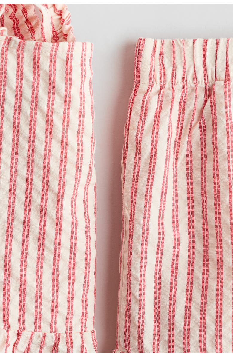 H&M 2-piece Frill-trimmed Cotton Set, Alternate, color, Red/Beige Striped
