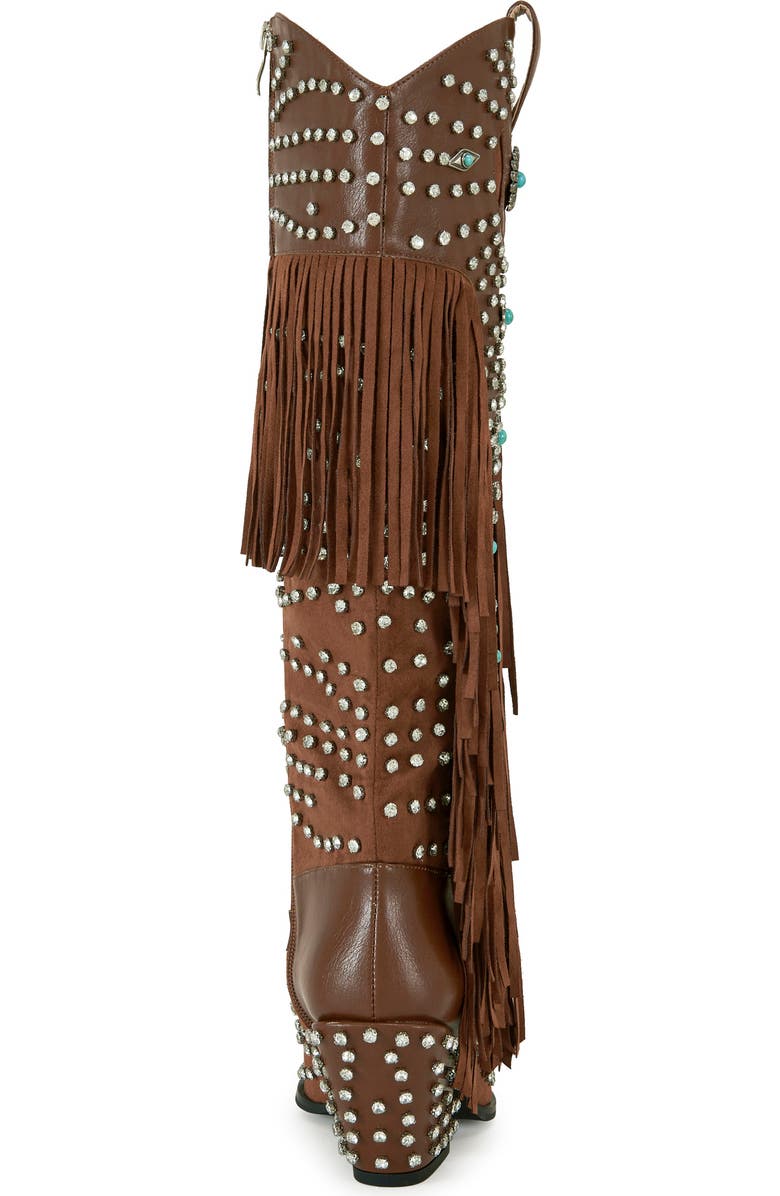 AZALEA WANG Bennett Fringe Cowboy Boot, Alternate, color, Brown