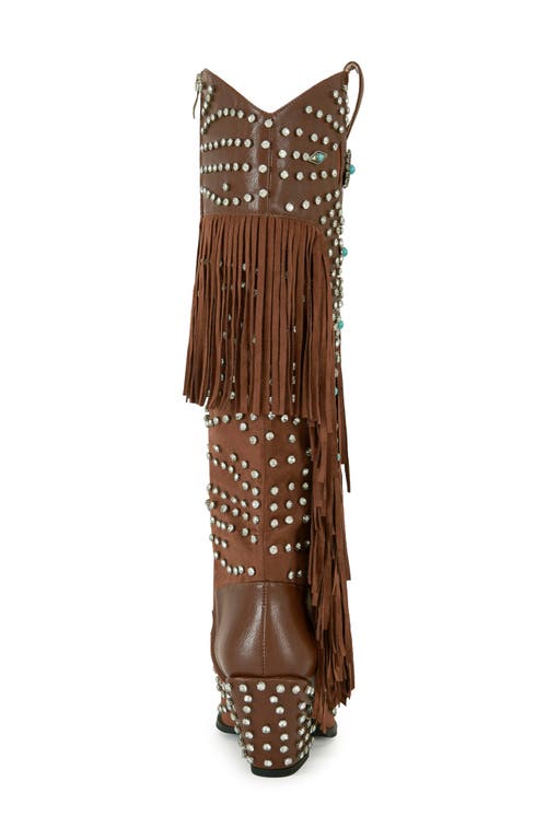 Azalea Wang Bennett Fringe Cowboy Boot In Brown