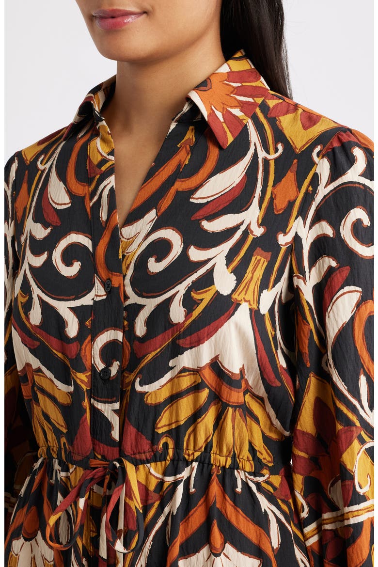 Geo Print Shirtdress, Alternate, color, BROWN/ BLACK MULTI