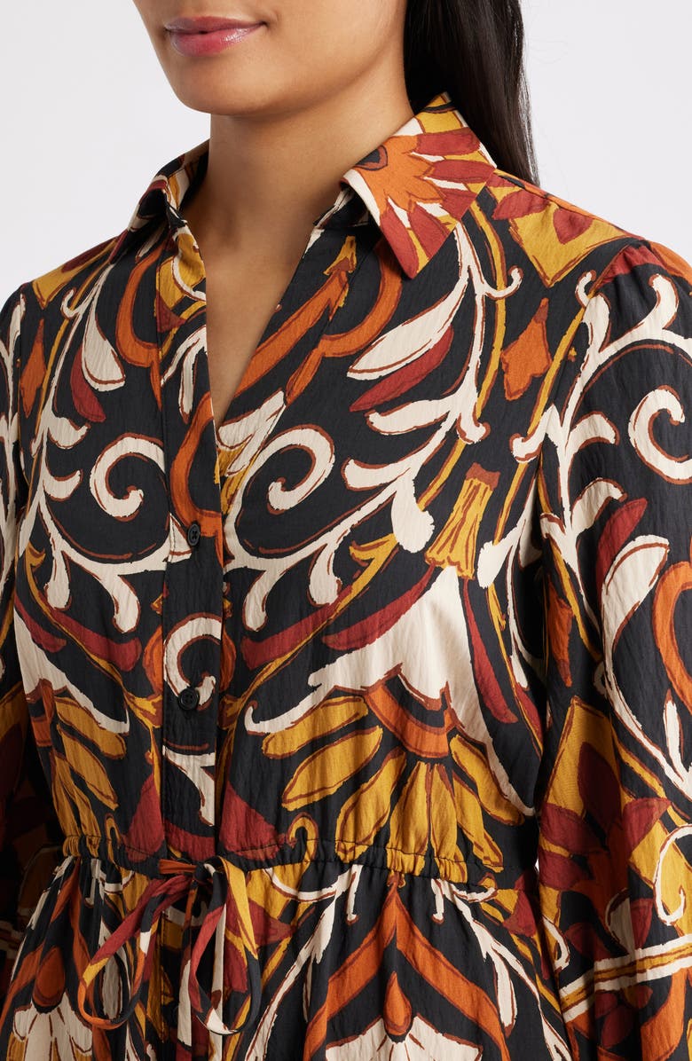 Julia Jordan Geo Print Shirtdress, Alternate, color, Brown/ Black Multi