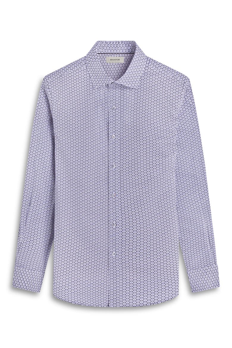 Axel Geo Print Shaped Fit Stretch Cotton Button-Up Shirt, Alternate, color, ZINC