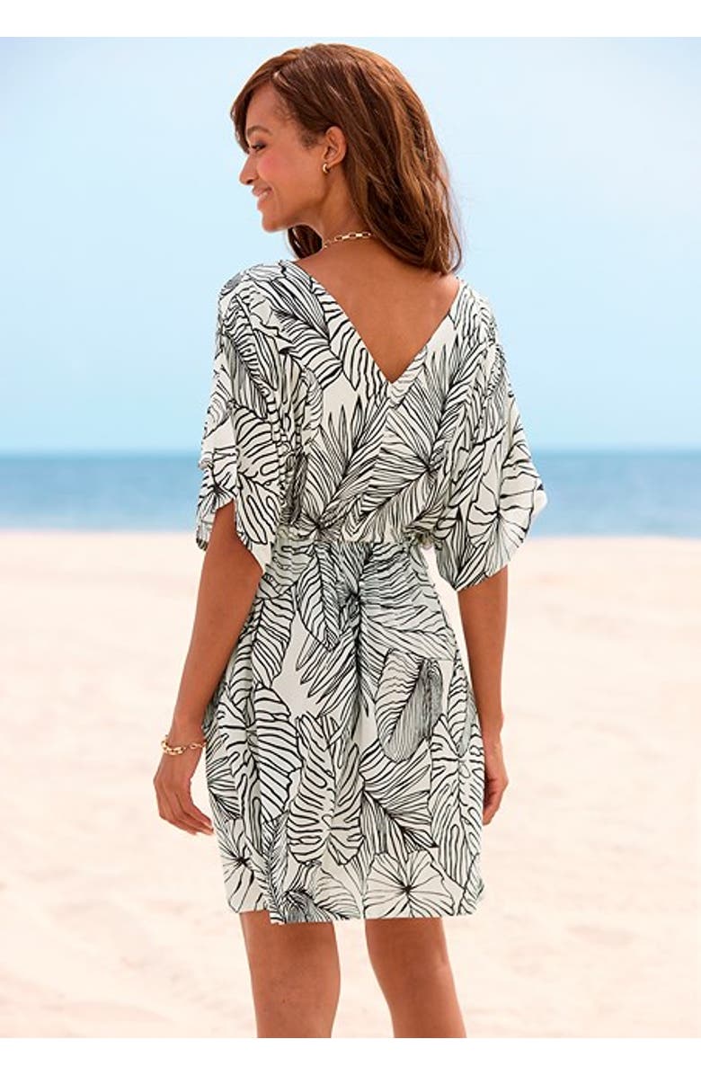 LASCANA Palm Print Cover Up, Alternate, color, Ivory 
Black