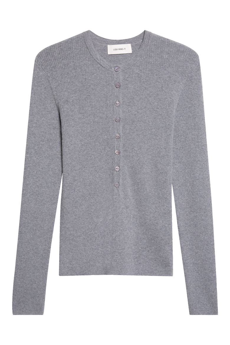 Airi Cotton & Cashmere Ribbed Henley, Alternate, color, DEEP CLOUD