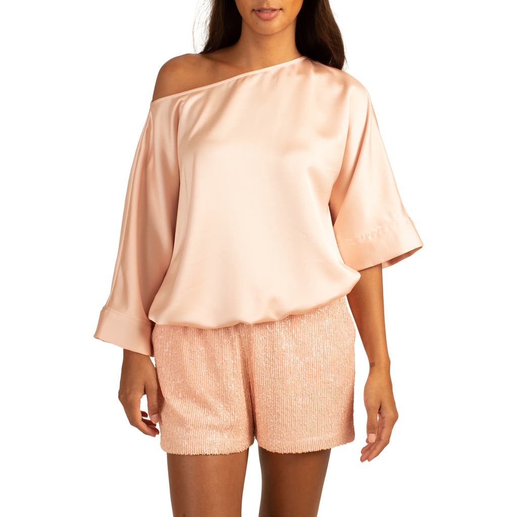 Trina Turk Lyric One-shoulder Satin Top In Strawberry Fields