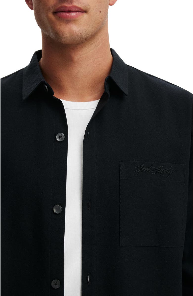 Cotton On Men's Bedford Long Sleeve Shirt, Alternate, color, Black Emb