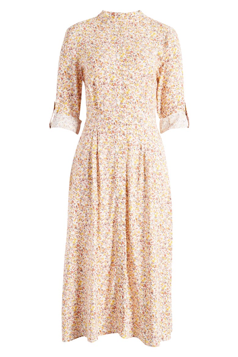 Woodland Ditzy Long Sleeve Midi Shirtdress, Alternate, color, VINTAGE IVORY MULTI