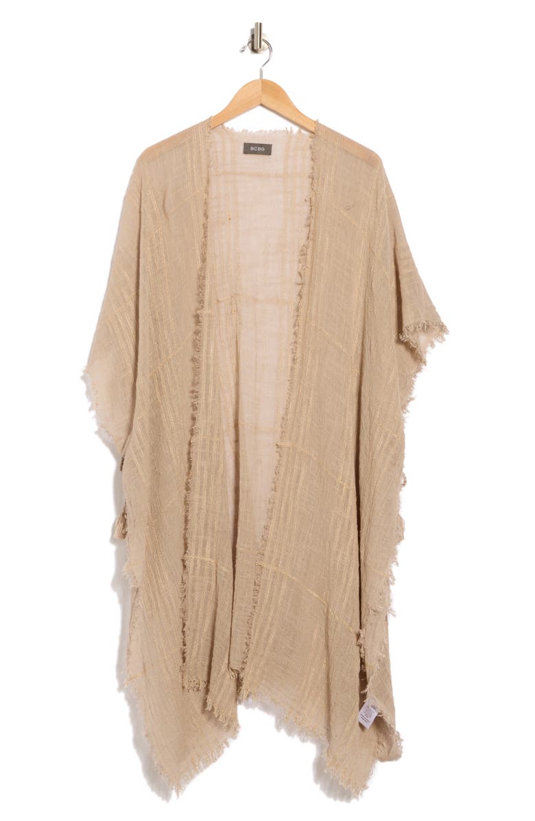 BCBG Textured Weave Open Front Duster, Alternate, color, Neutral