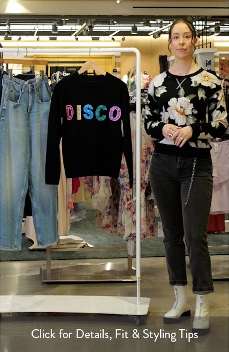 Disco Appliqué Graphic Crewneck Sweater, sales video thumbnail