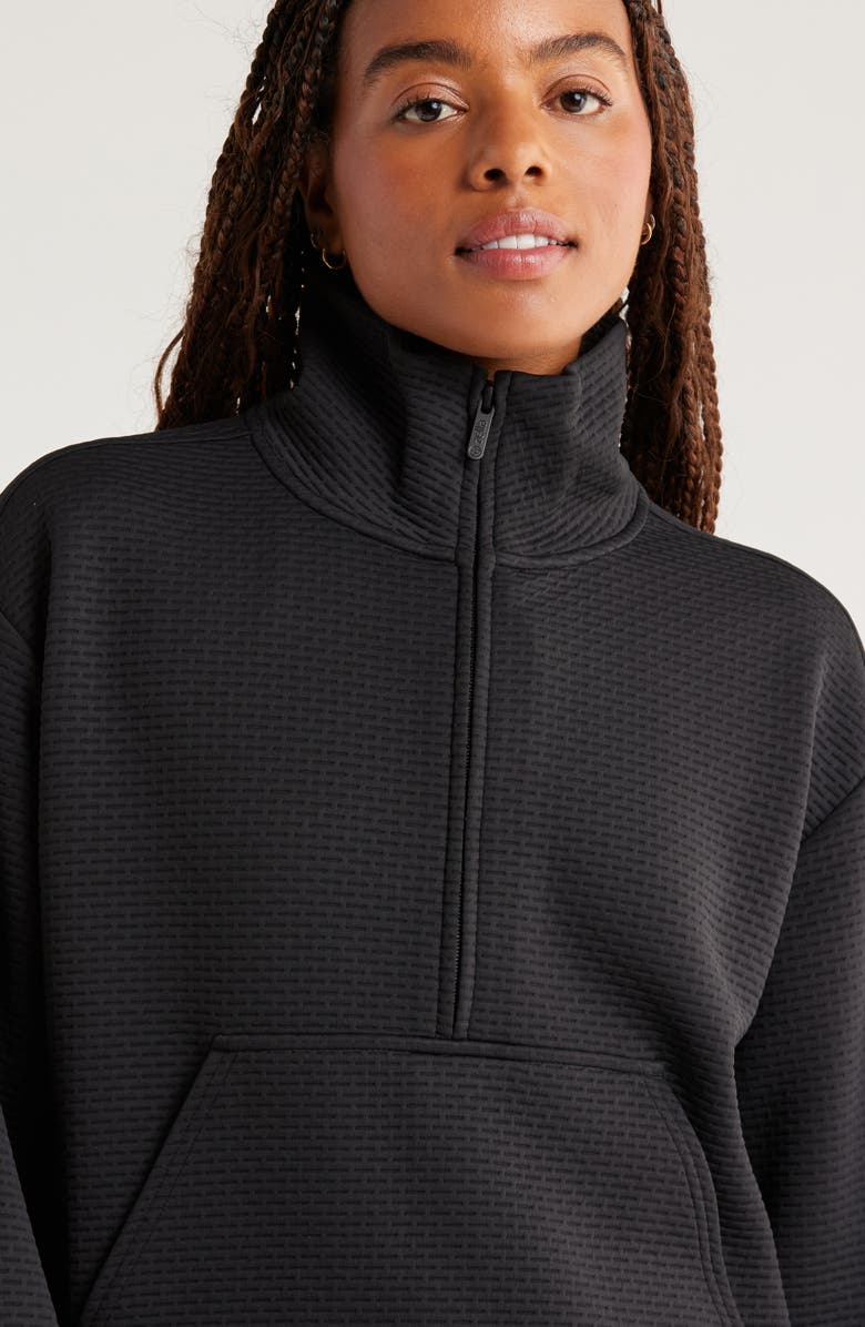 Zella Textured Half Zip Pullover, Alternate, color, Black