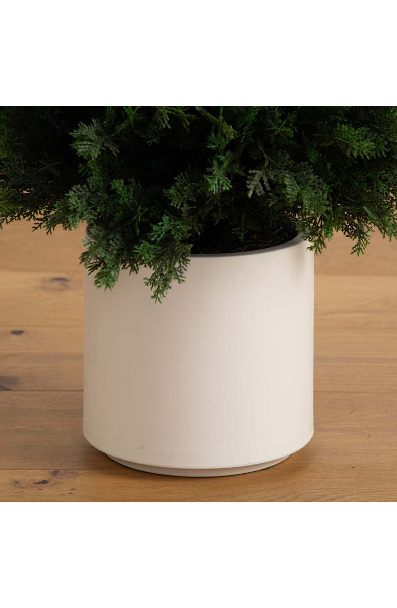 NEARLY NATURAL 5-ft UV Resistant Artificial Cedar Tree in Decorative White Planter, Alternate, color, Green