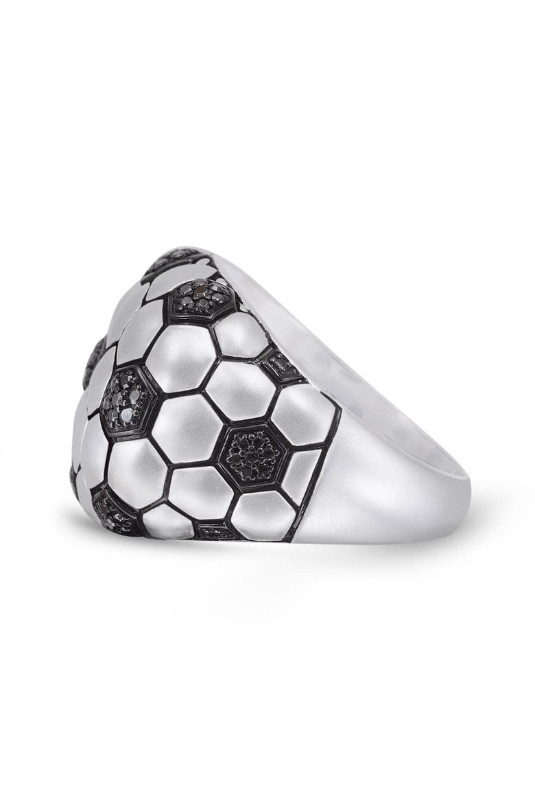 Soccer Football Silver & Black Diamond Statement Men Ring, Alternate, color, Silver