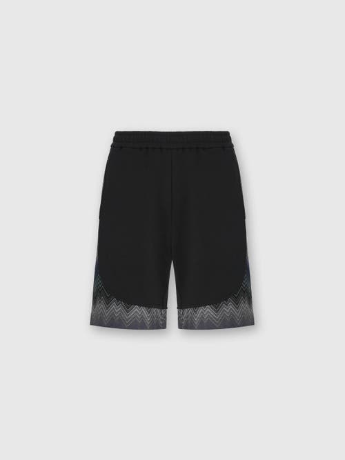 Missoni Fleece Shorts With Zigzag Insert In Black