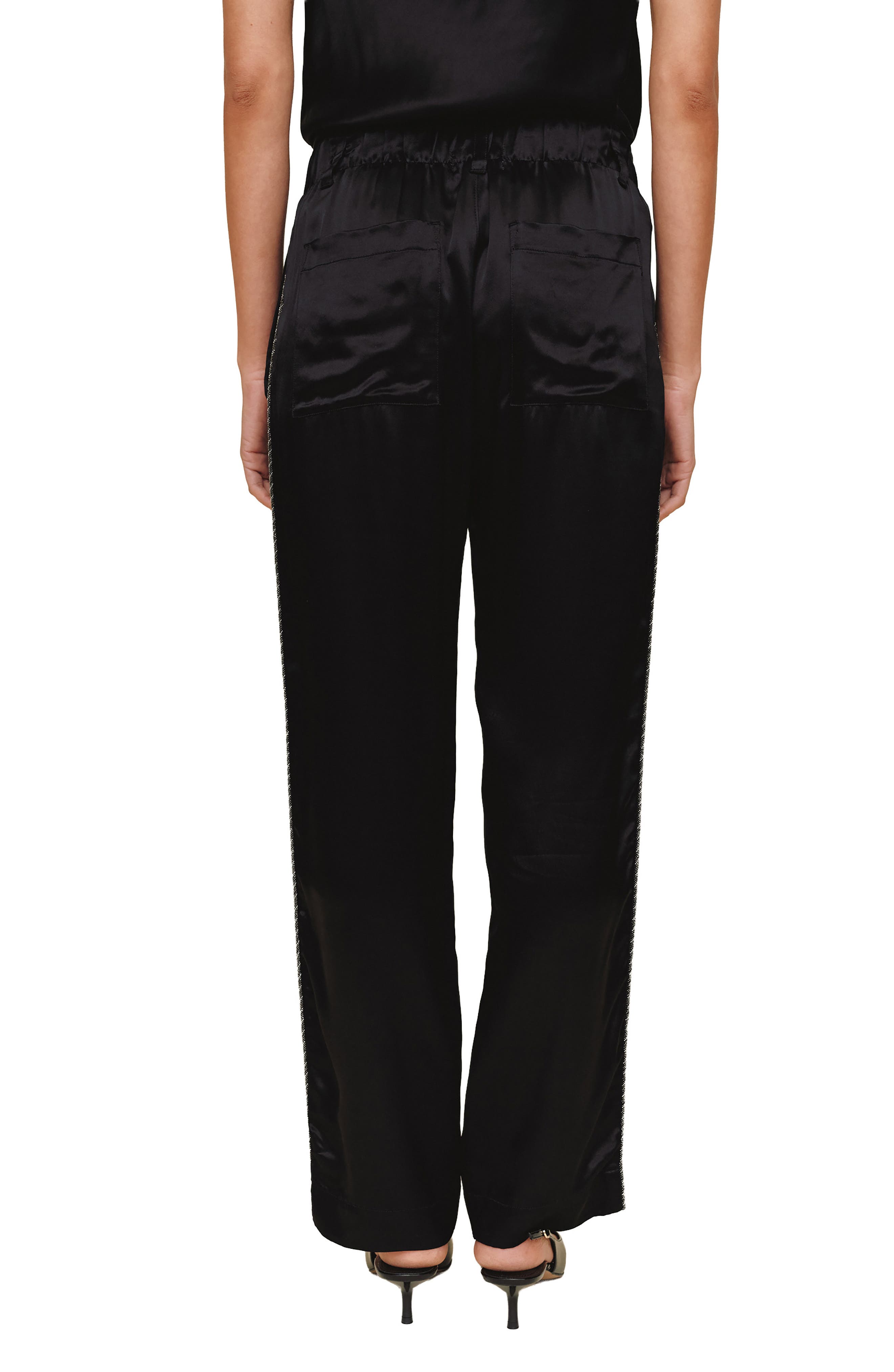 Beaded Piping Satin Pants - image 2