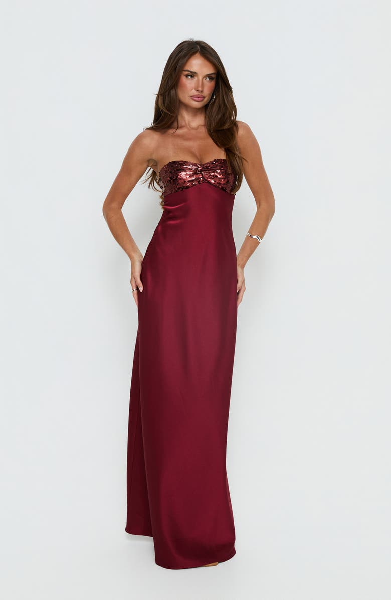 Princess Polly See the Vision Sequin & Satin Strapless Gown, Alternate, color,