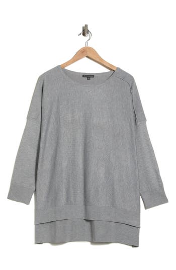 Adrianna Papell Boatneck Drop Shoulder Tunic In Gray