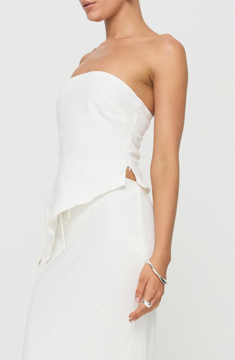 Princess Polly Birdie Asymmetric Strapless Linen Blend Top, Alternate, color, White