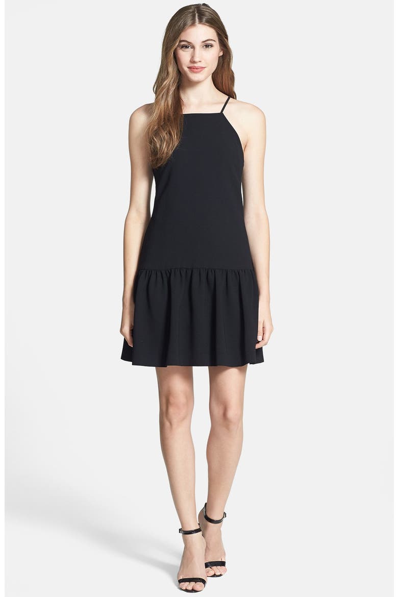 'Doheny' Drop Waist Racerback Crepe Dress, Main, color, BLACK
