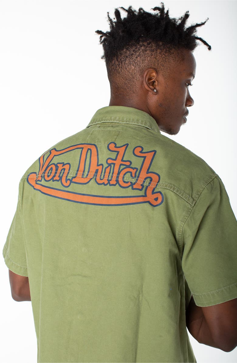Von Dutch Short Sleeve Snap Front Hell  Shirt, Alternate, color, Sphagnum
