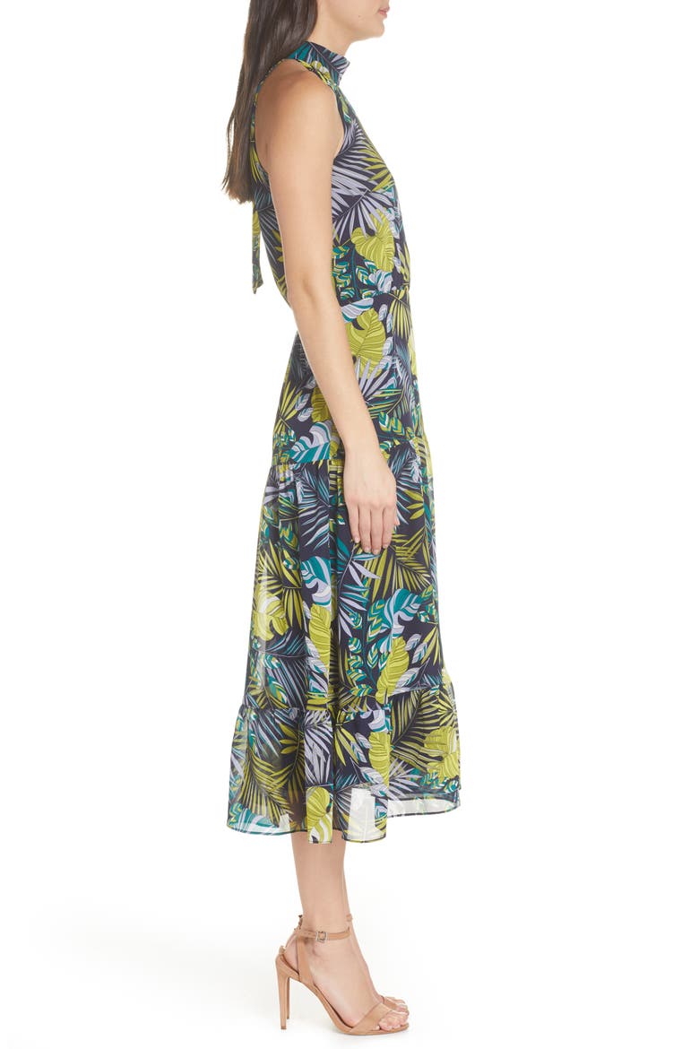 Tropics Chiffon Midi Dress, Alternate, color, GREEN MULTI