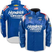 HENDRICK MOTORSPORTS TEAM COLLECTION Men's Hendrick Motorsports Team Collection  Blue Kyle Larson Hendrickcars.com Full-Snap Nylon Uniform Jacket