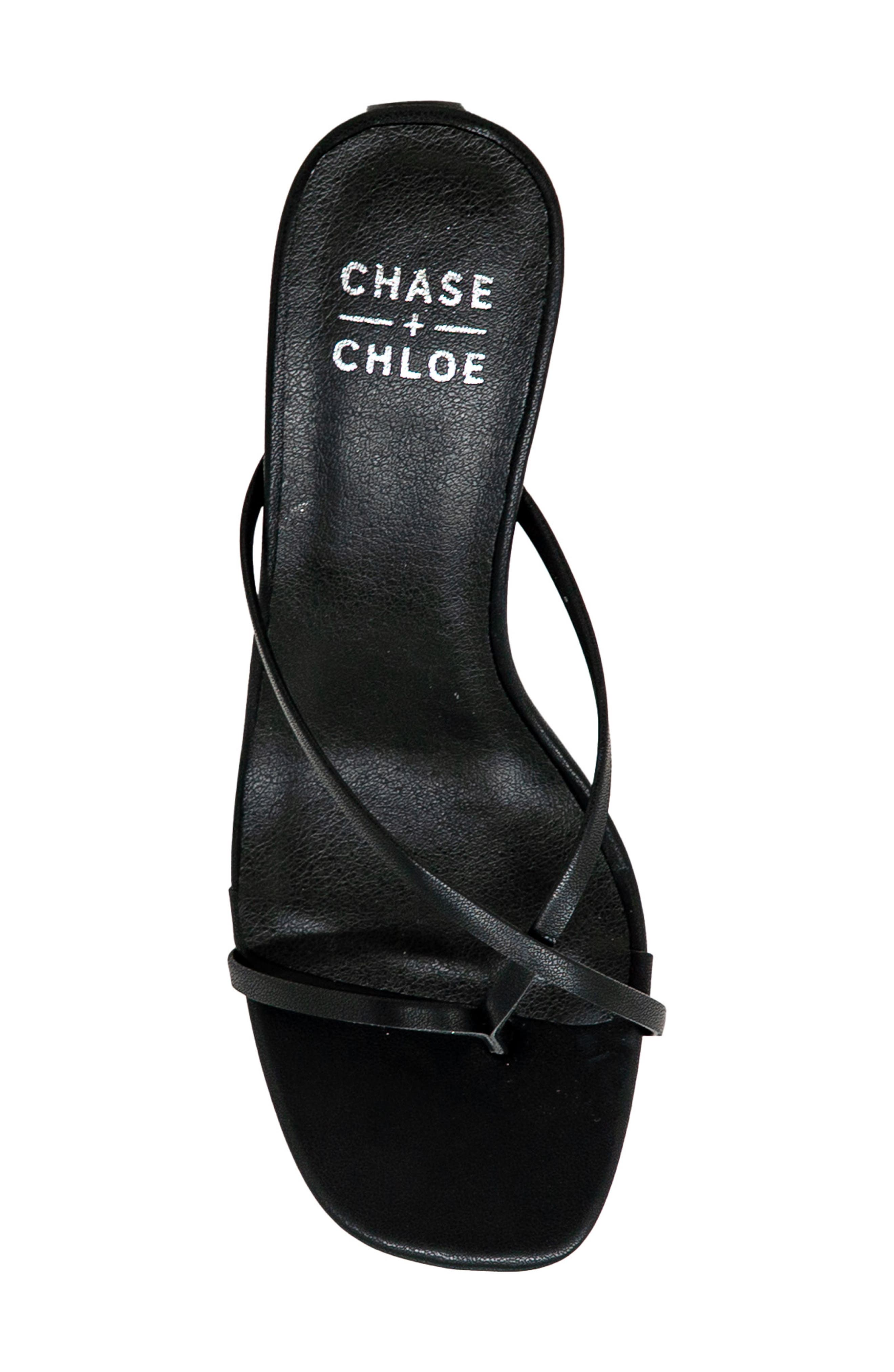 Sculpted Strappy Toe Post Sandal, Alternate, color, BLACK PU