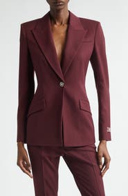 Versace Single Breasted Stretch Virgin Wool Gabardine Blazer