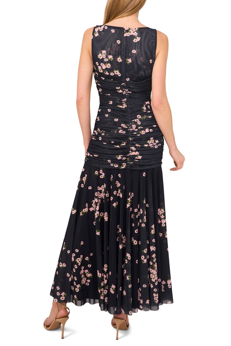 Ruched Sleeveless Mesh Maxi Dress, Alternate, color, RICH BLACK