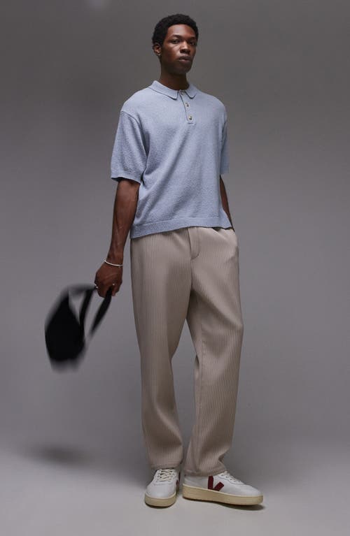 Topman Bouclé Polo In Mid Blue