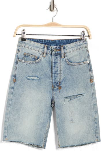 Brooklyn Ripped Denim Bermuda Shorts