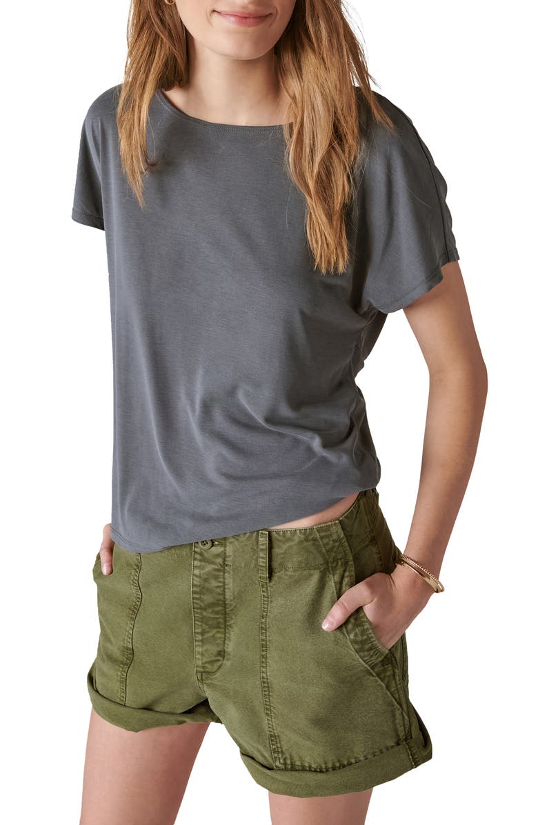 Lucky Brand Sandwash Twist Back T-Shirt, Main, color, 