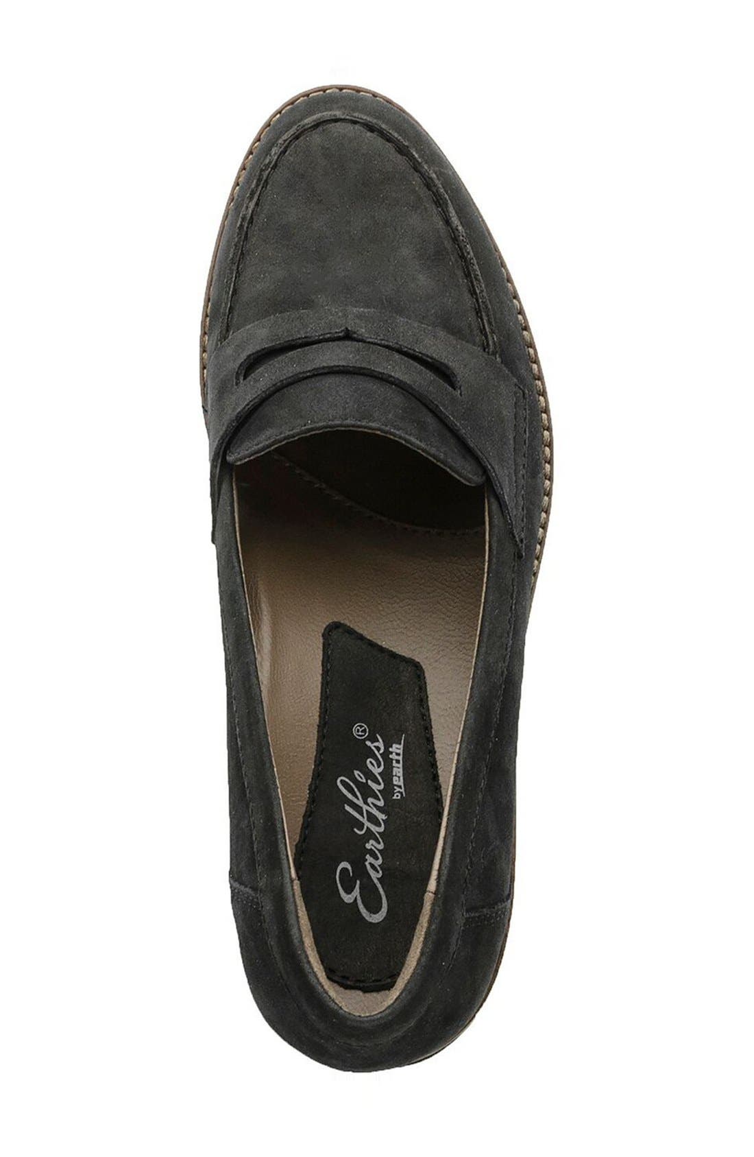 Earthies 'Braga' Loafer, Alternate, color, BLACK NUBUCK LEATHER