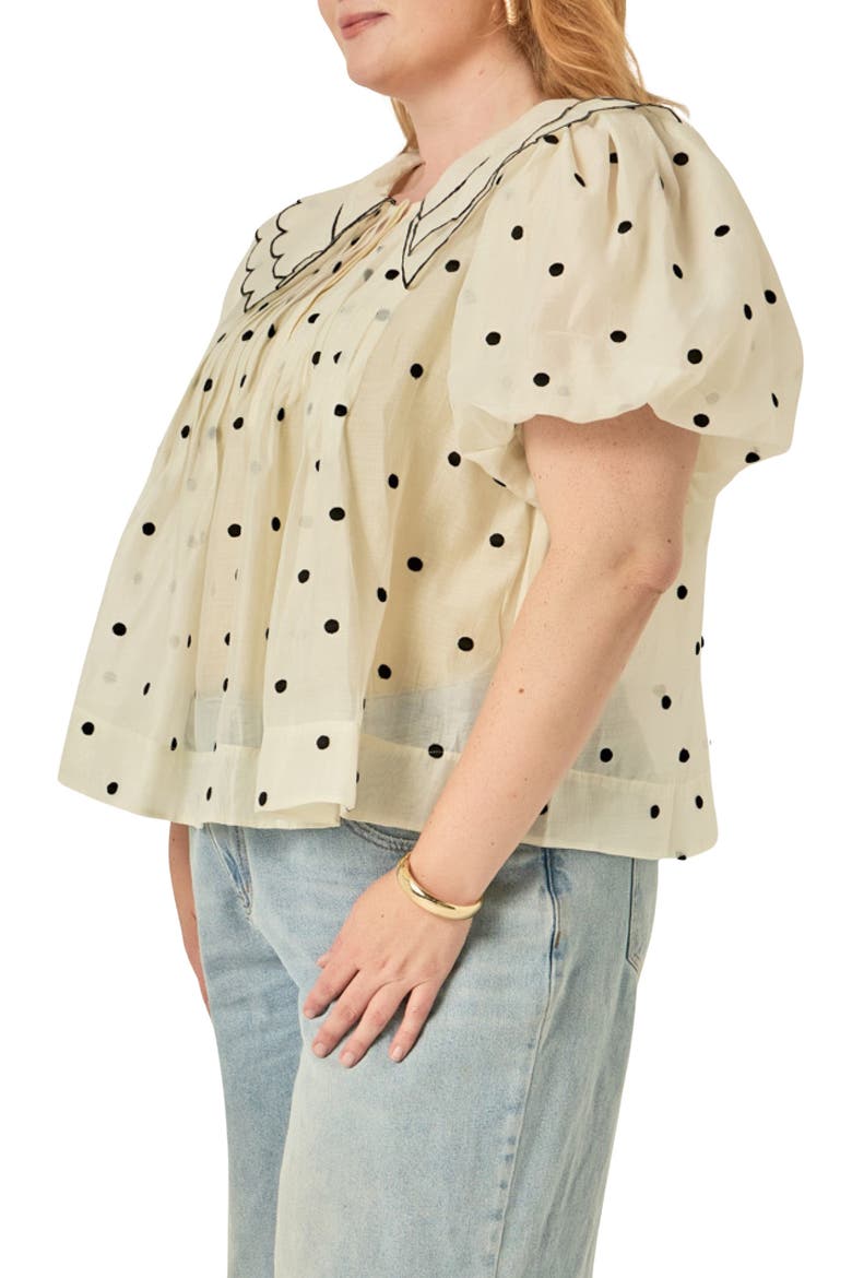Scallop Collar Top, Alternate, color, CREAM