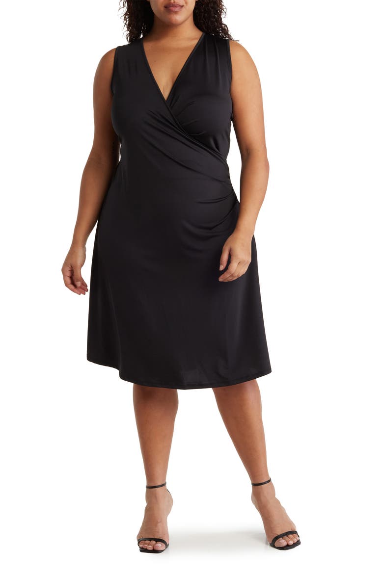 Mila Sleeveless Side Ruched Dress, Main, color, BLACK