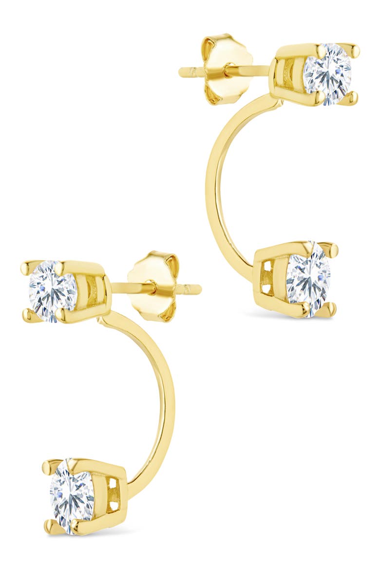 Brillant Cubic Zirconia Front/Back Drop Earrings, Alternate, color, GOLD