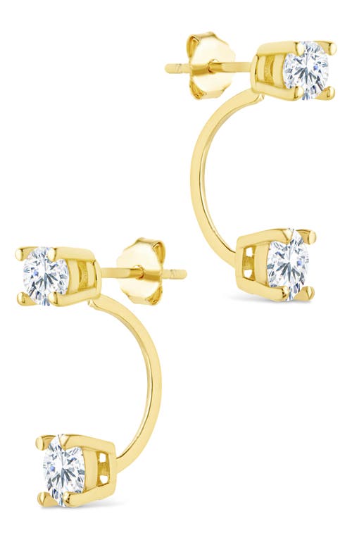 Sterling Forever Brillant Cubic Zirconia Front/back Drop Earrings In Gold