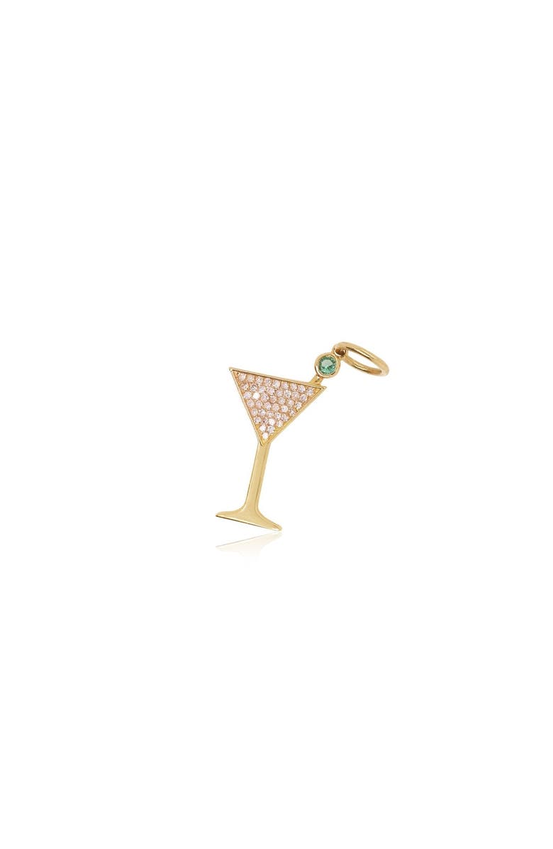 The Lovery Fine Jewelry Diamond and Emerald Martini Charm, Main, color, Yellow Gold