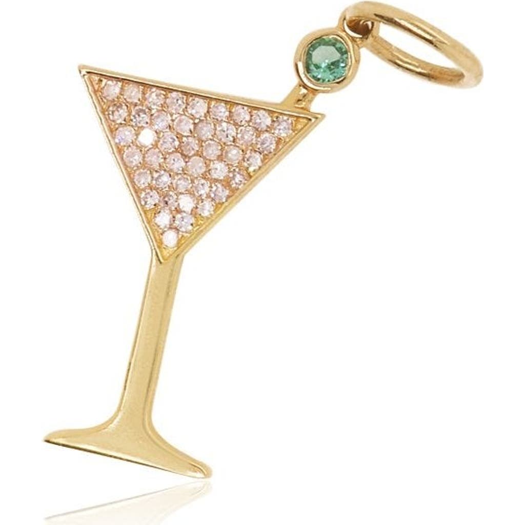 The Lovery Fine Jewelry Diamond And Emerald Martini Charm In Gold