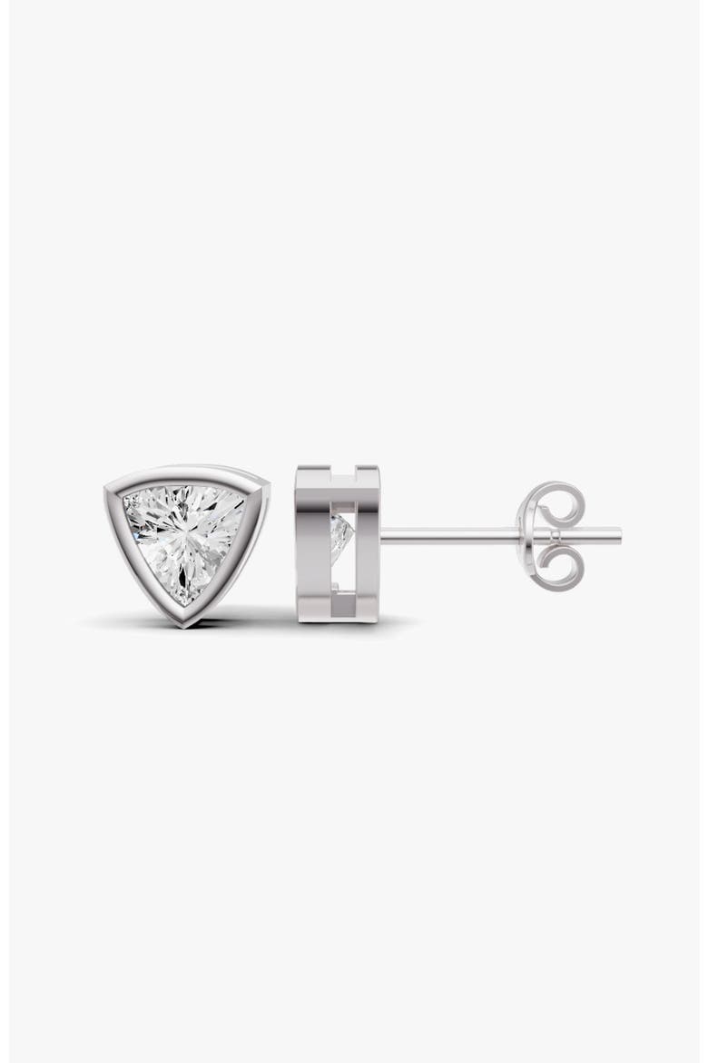 Studs Earrings 14K Gold 0.5 ct Trillion Bezel Solitaire, Alternate, color, White Gold