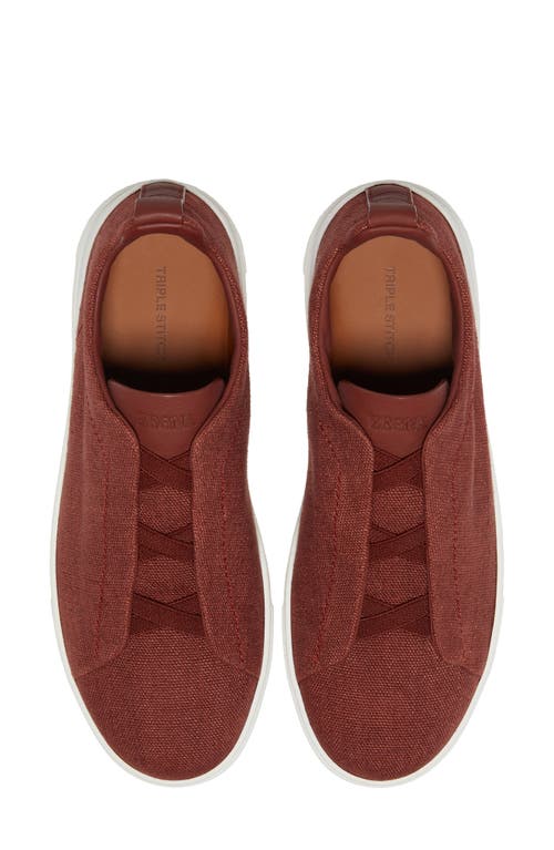 Zegna Cotton-linen Triple Stitch Sneakers In Dark Red Solid