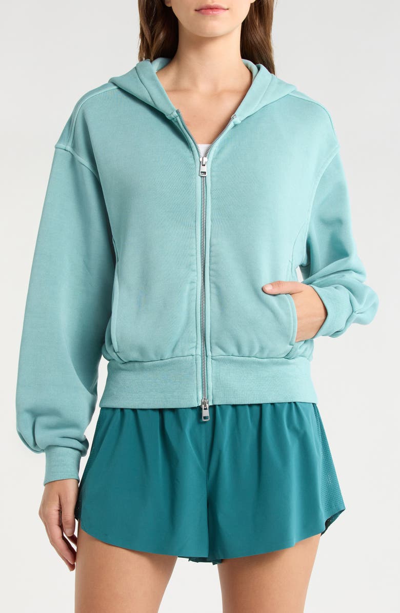 Beyond Yoga Fade Out Full Zip Hoodie, Alternate, color, Washed Teal Sea