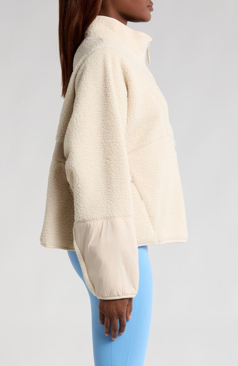 Halfdays Pieper Water Repellent Recycled Polyester Fleece Quarter Zip Top, Alternate, color, Oat Milk